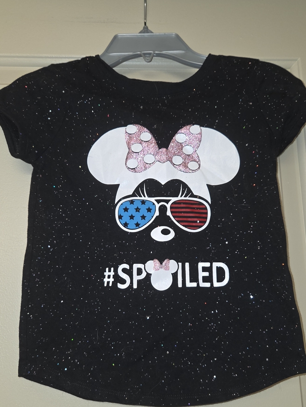 Cat & Jack Black Girls' Sparkle Minnie Tee with Pink Bow
